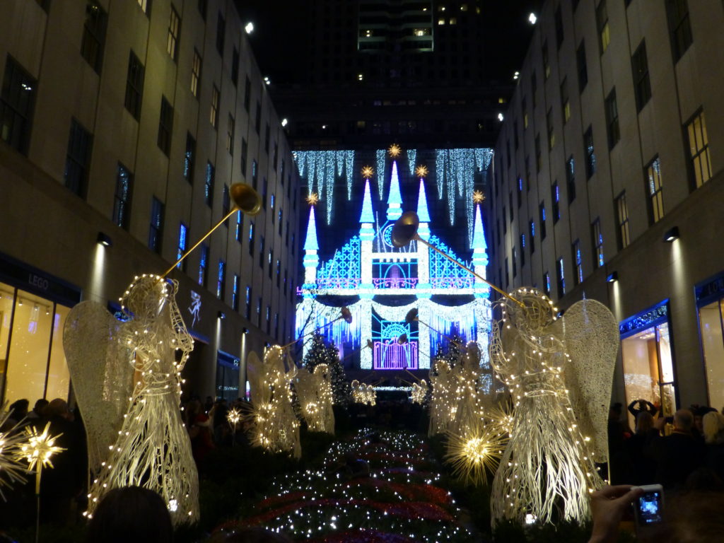 Angels at Rockefeller Center and the Saks light display.