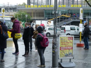 Signs make the Insider Tours meeting point quite obvious by the Station.