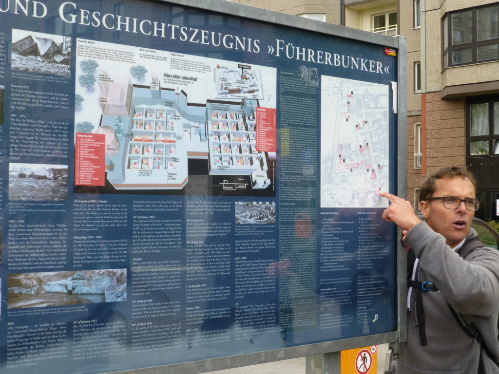 This is on the previous day's tour, but Mike is telling us about the Fuhrer's Bunker site.