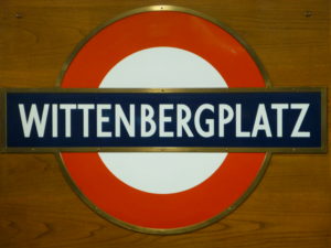 Wittenbergplatz station sign donated by London Transport.
